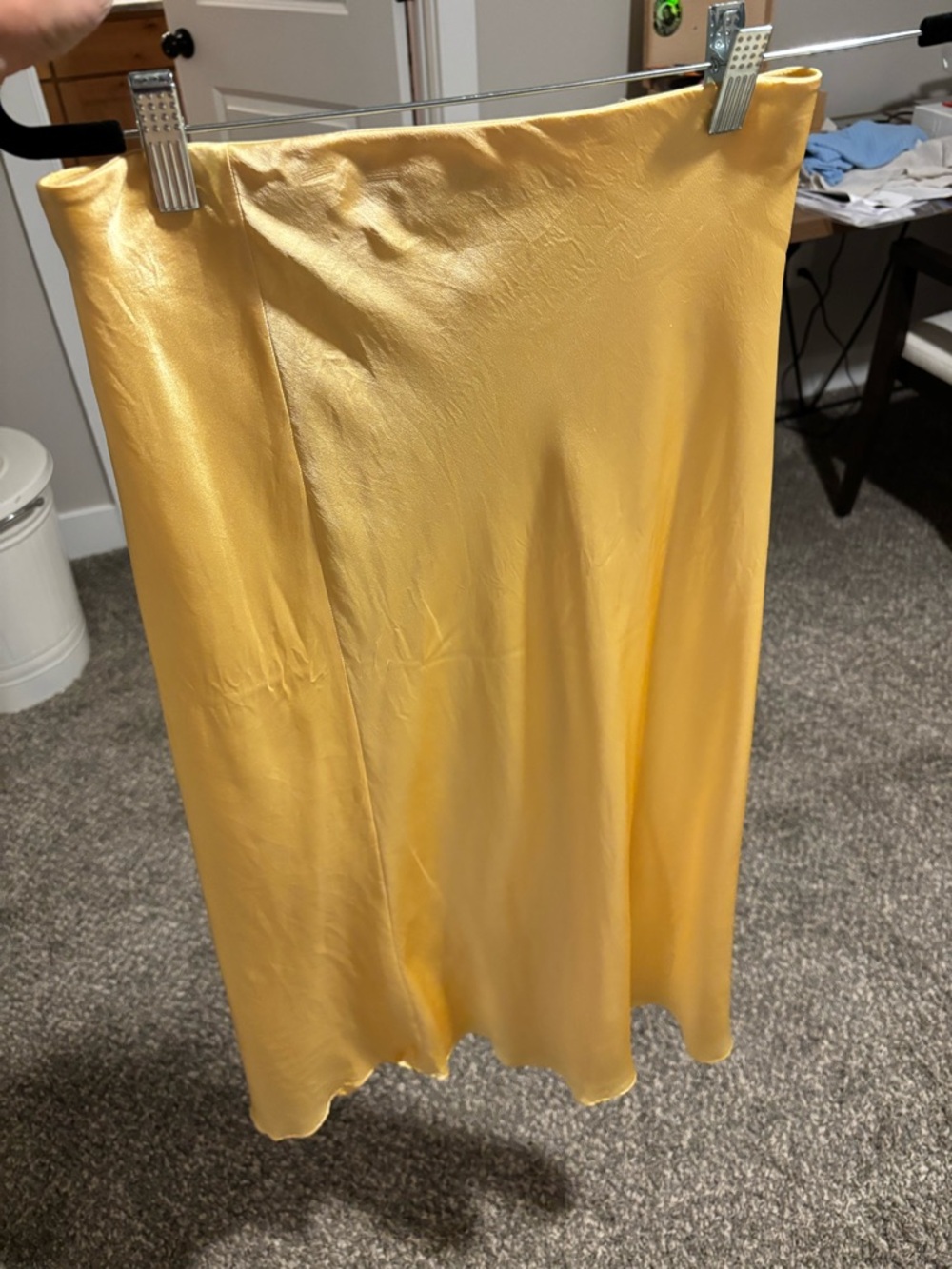 Quince Silk Skirt Midi in Yellow - Picture 6 of 9